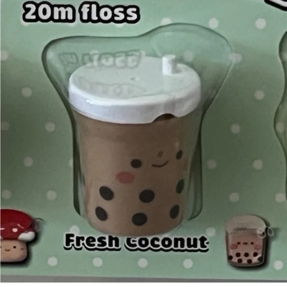 Kawaii Floss 3-Pack with Cute Designs by Pink Sky, NWT 🍄🧋🐱 - Picture 8 of 8